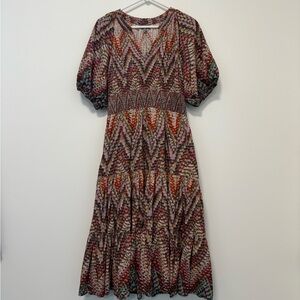 Anthropologie Conditions Apply Orange Brown Puff Sleeve Sundress